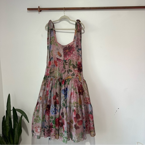 NEW Anthropologie BHLDN Isabella Floral Tiered Square Neck Midi Dress Pink - Picture 6 of 9